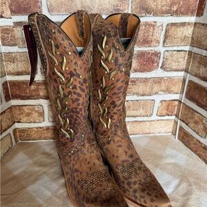 Lucchese Brown Leopard Heeled Boots